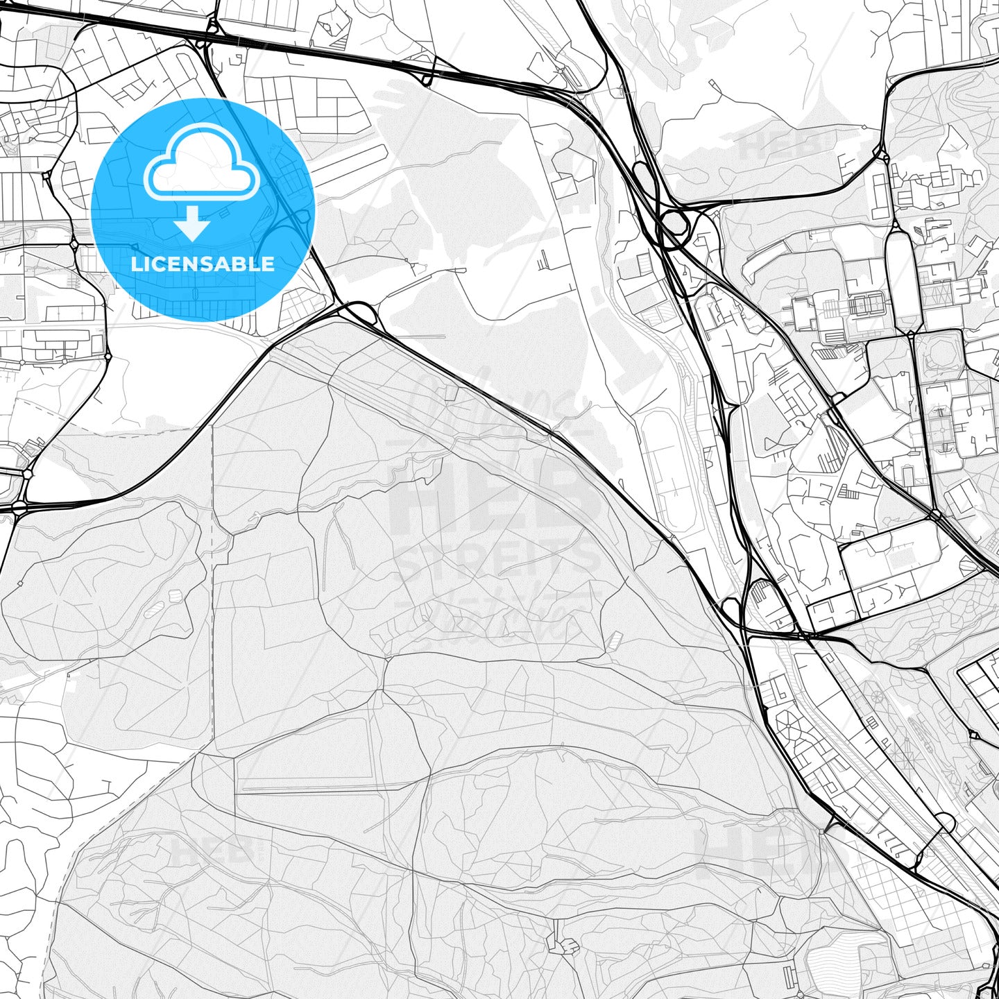 Vector PDF map of Moncloa-Aravaca, Spain