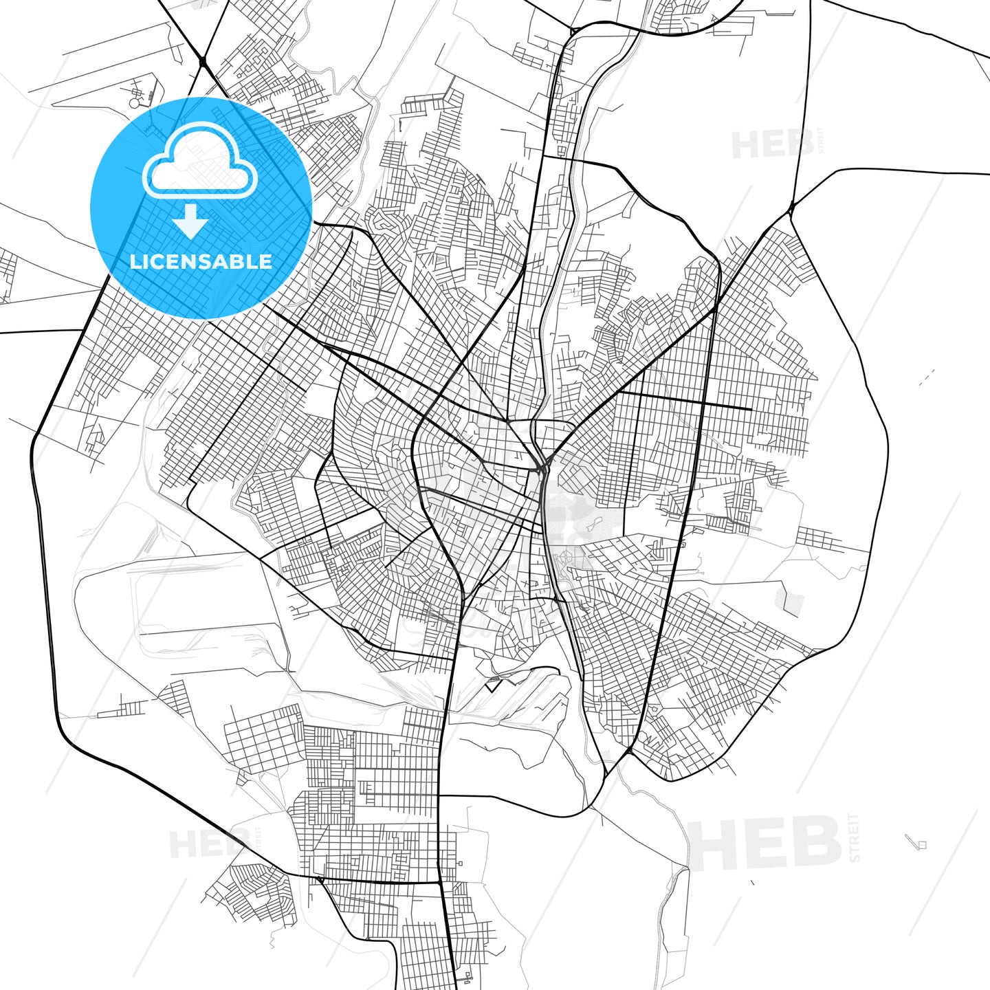 Vector PDF map of Monclova, Mexico