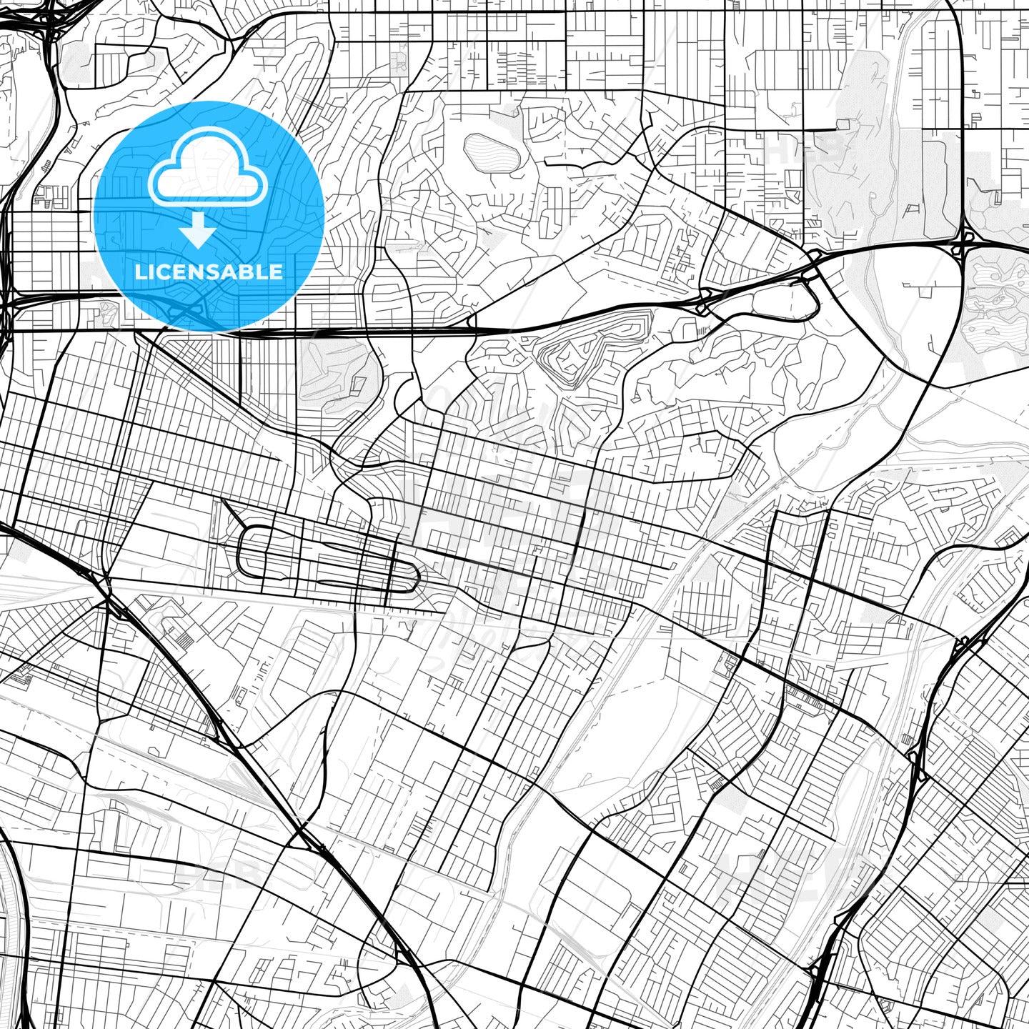 Vector PDF map of Montebello, California, United States