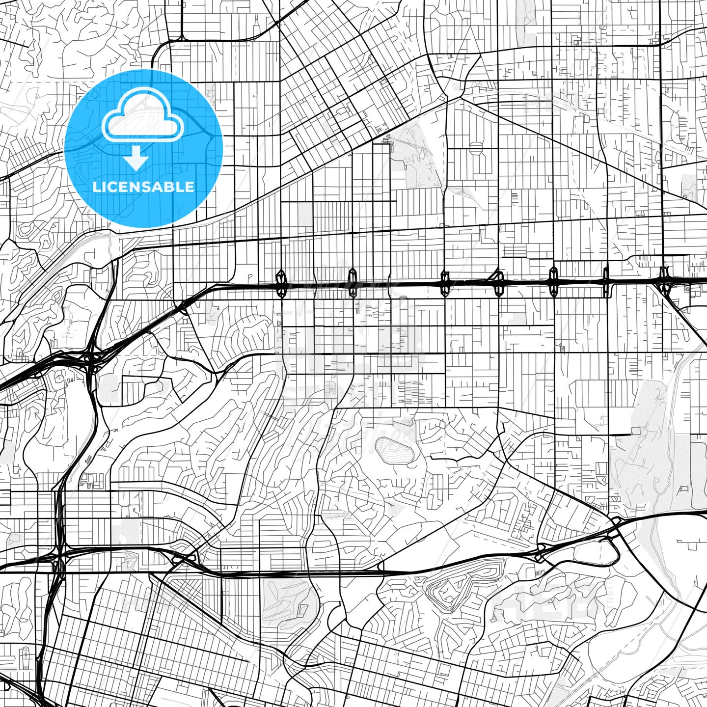 Vector PDF map of Monterey Park, California, United States