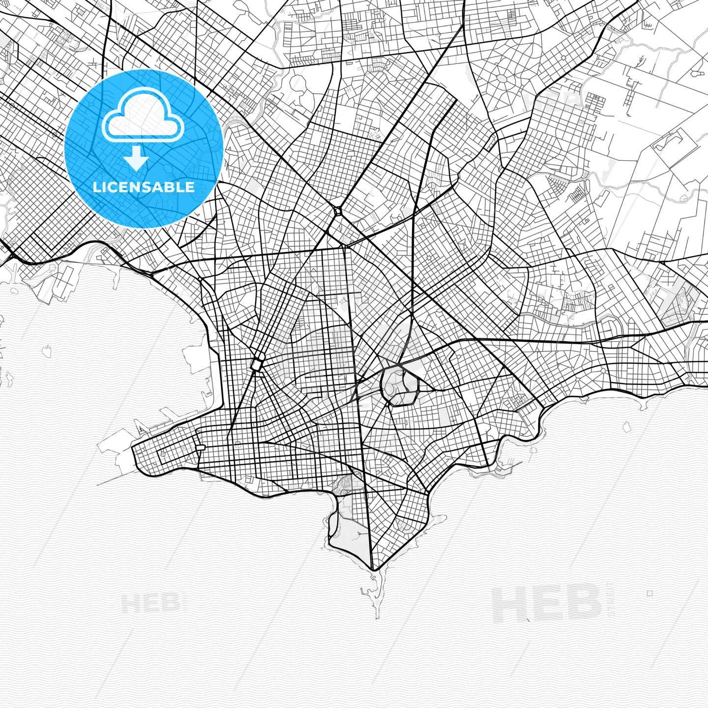 Vector PDF map of Montevideo, Uruguay