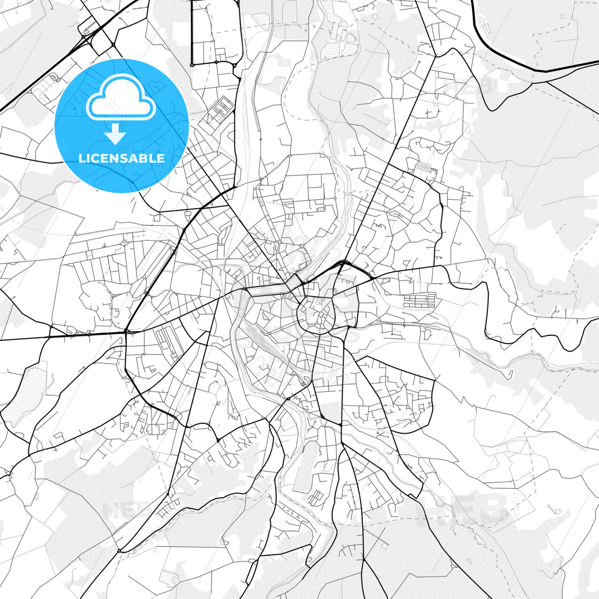 Vector PDF map of Montluçon, France - HEBSTREITS