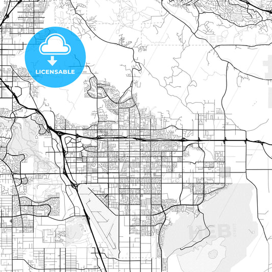 Vector PDF map of Moreno Valley, California, United States