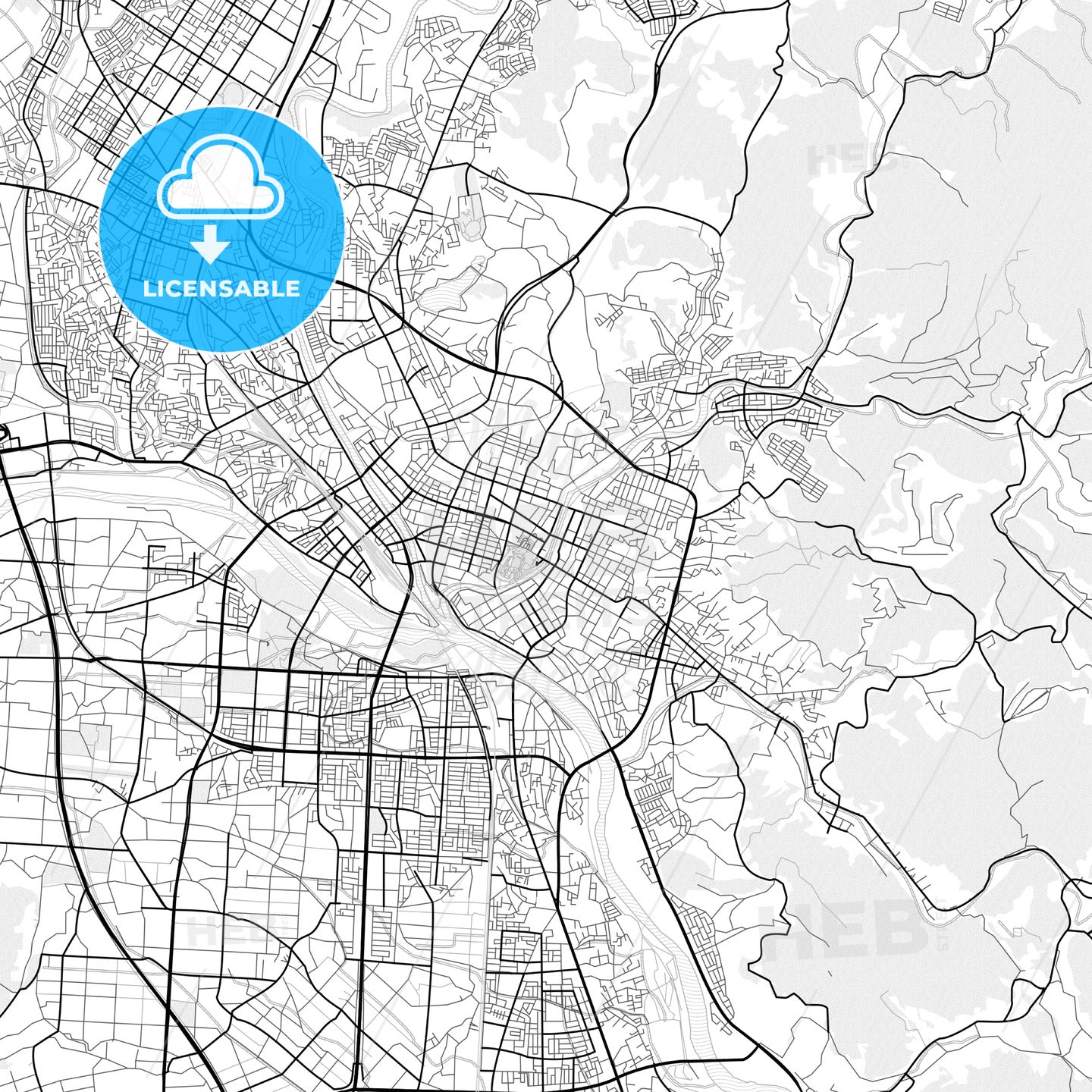 Vector PDF map of Morioka, Japan