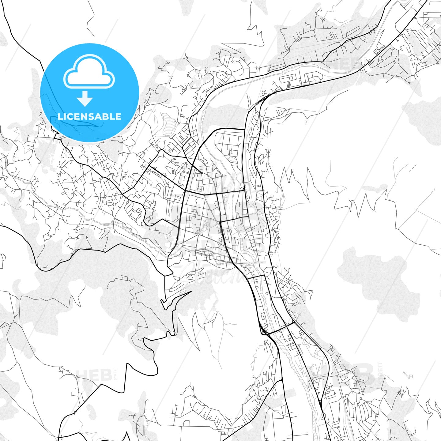 Vector PDF map of Mostar, Bosnia and Herzegovina