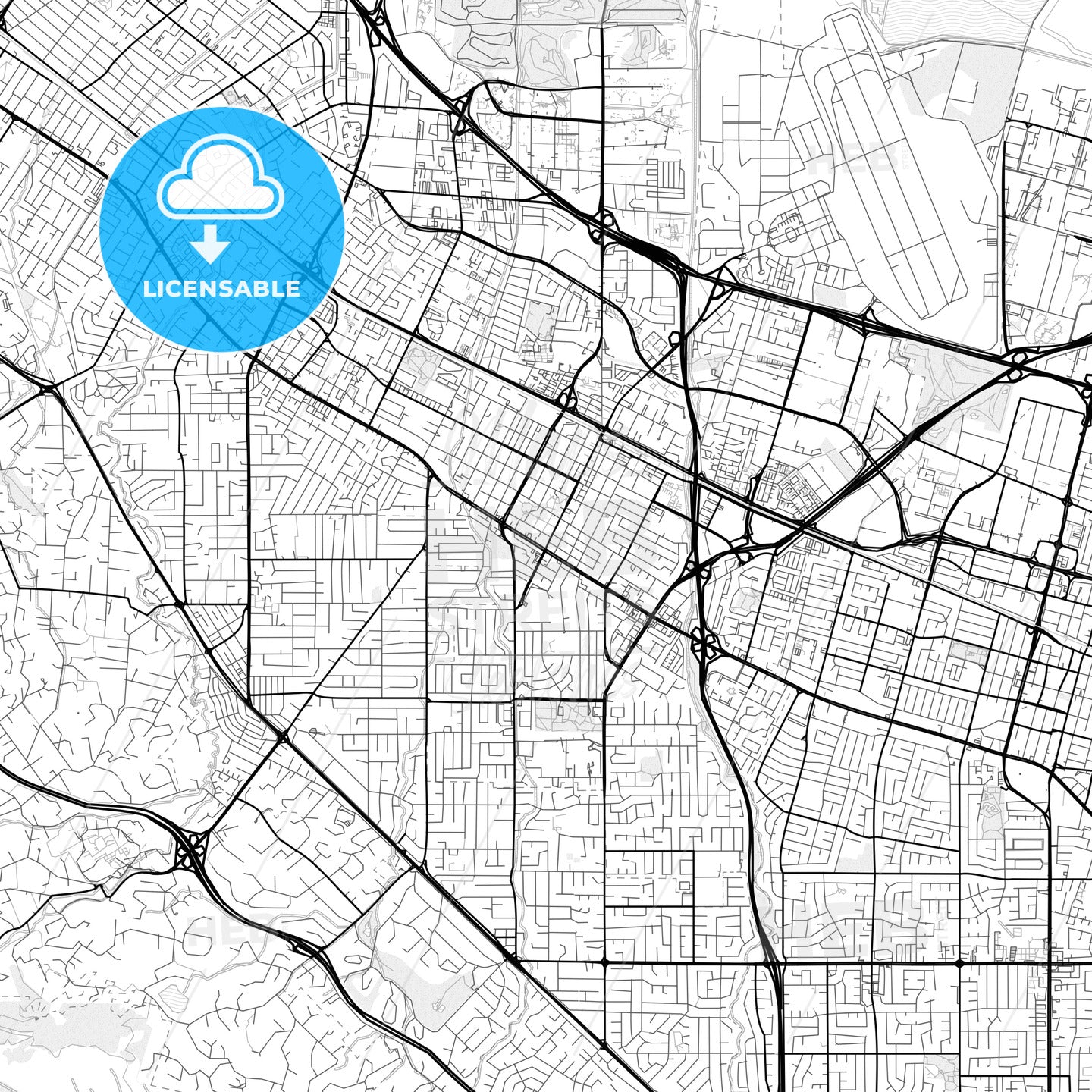 Vector PDF map of Mountain View, California, United States