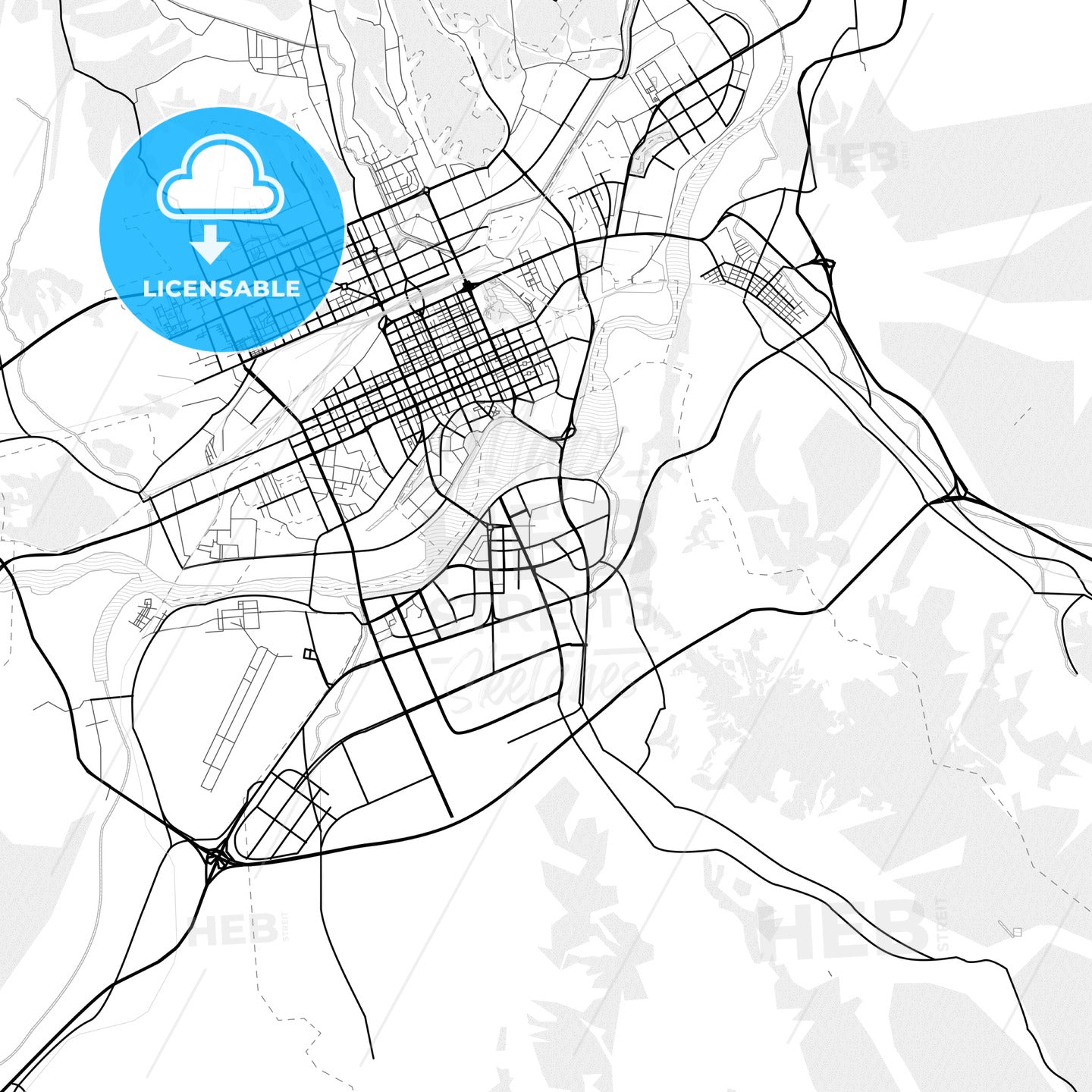 Vector PDF map of Mudanjiang, China - HEBSTREITS