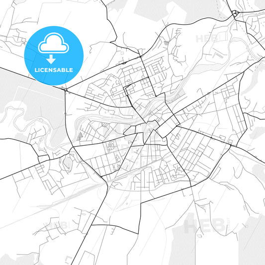 Vector PDF map of Mukachevo, Ukraine