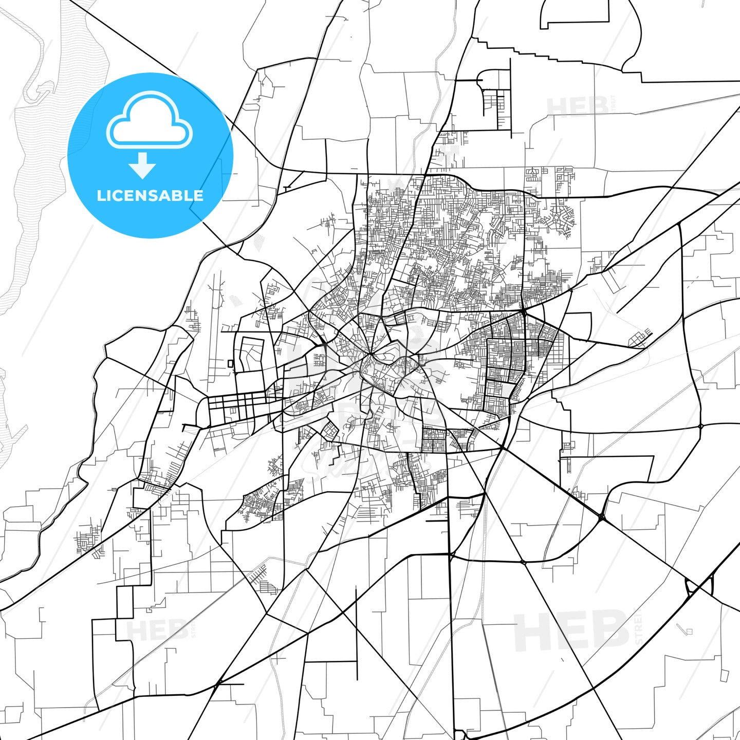 Vector PDF map of Multan, Pakistan