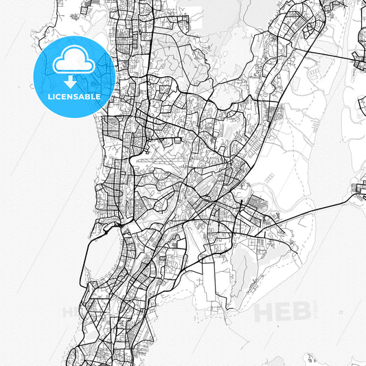 Vector PDF map of Mumbai, India
