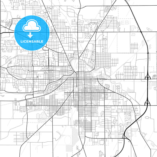 Vector PDF map of Muncie, Indiana, United States