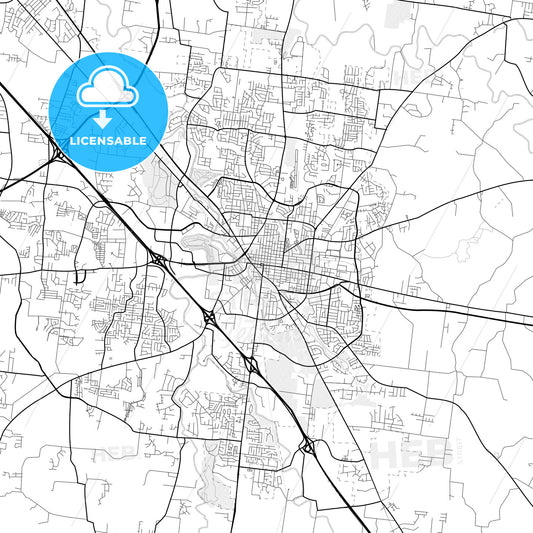 Vector PDF map of Murfreesboro, Tennessee, United States