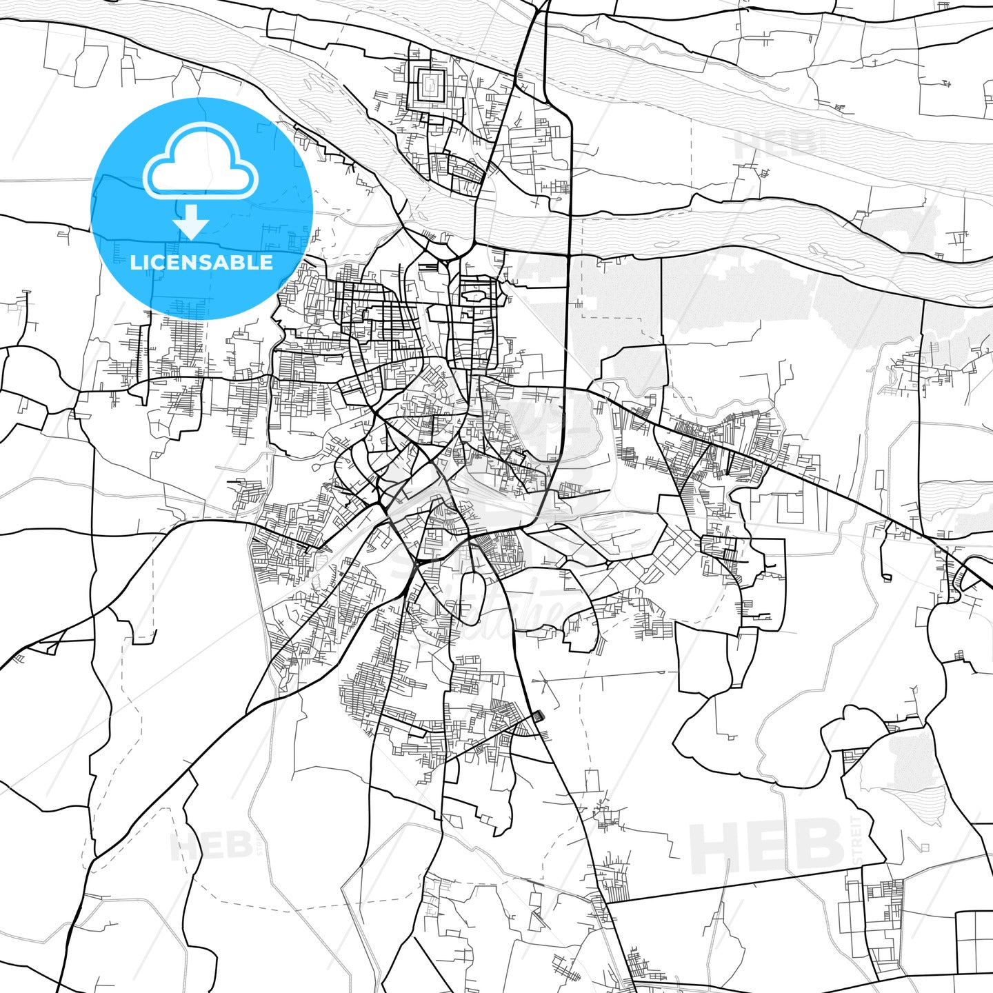 Vector PDF map of Mysore, India