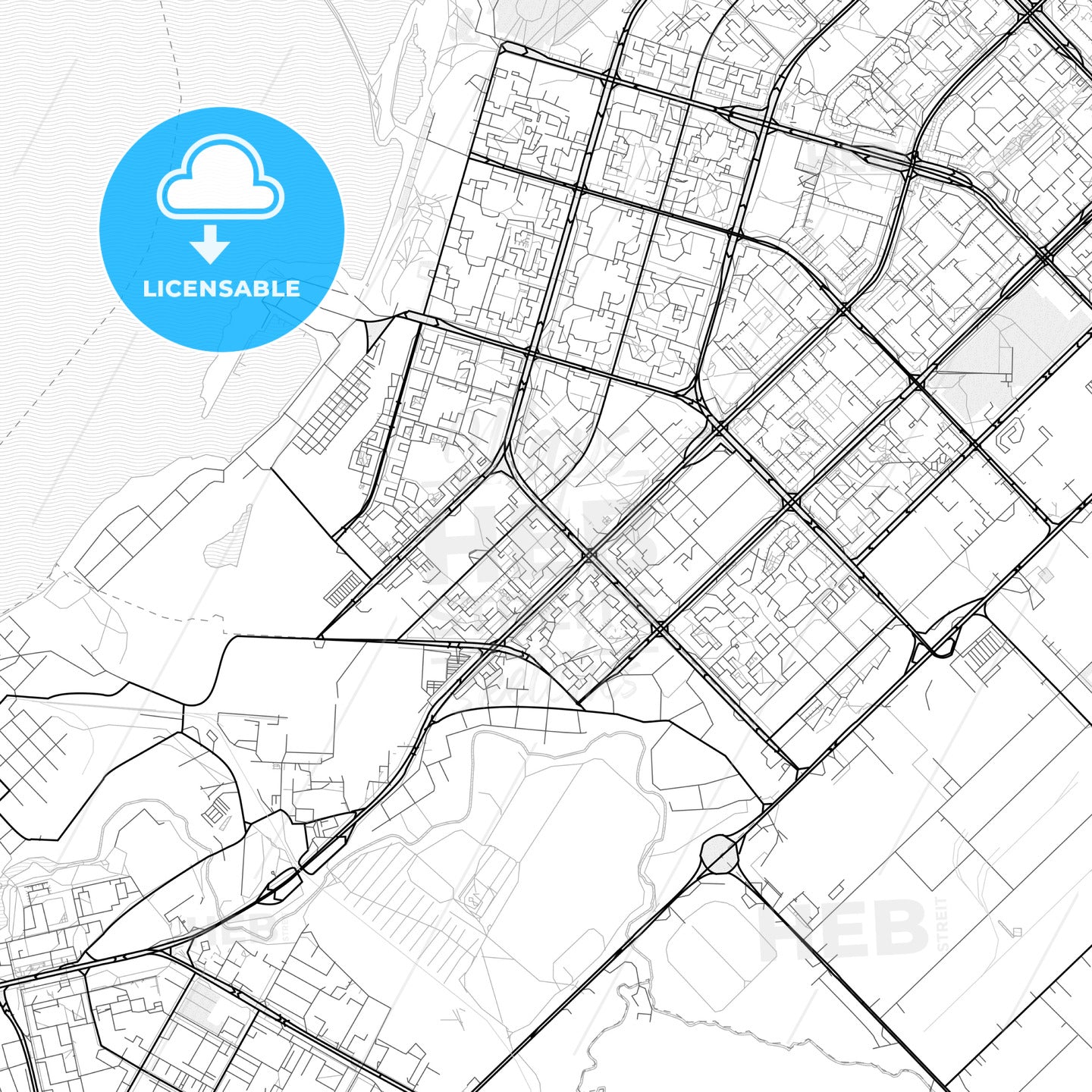 Vector PDF map of Naberezhnye Chelny, Russia