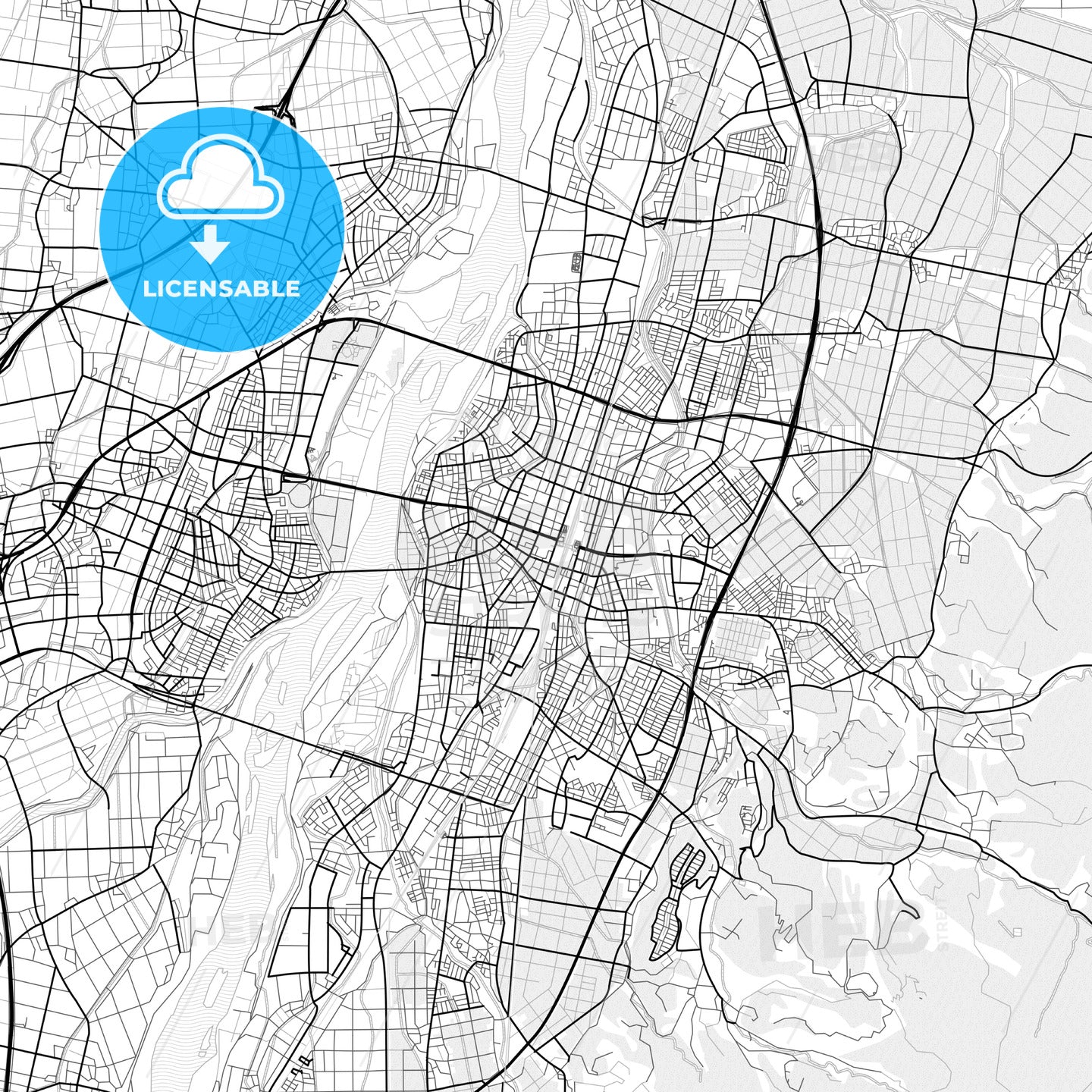 Vector PDF map of Nagaoka, Japan