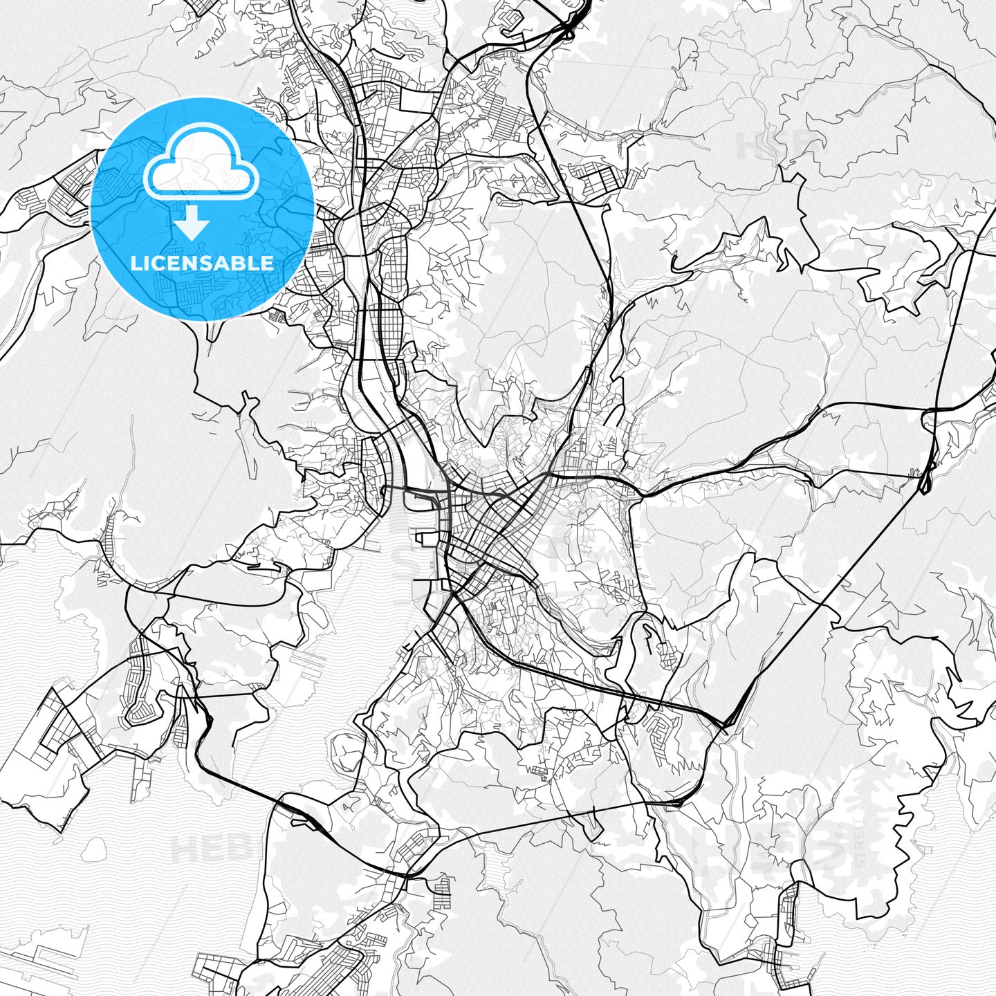 Vector PDF map of Nagasaki, Japan