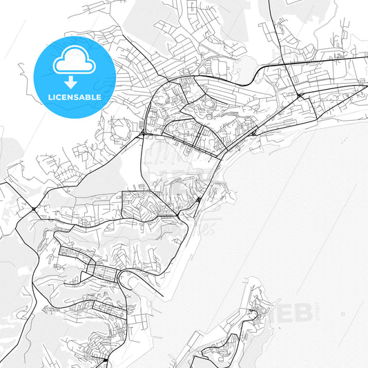 Vector PDF map of Nakhodka, Russia