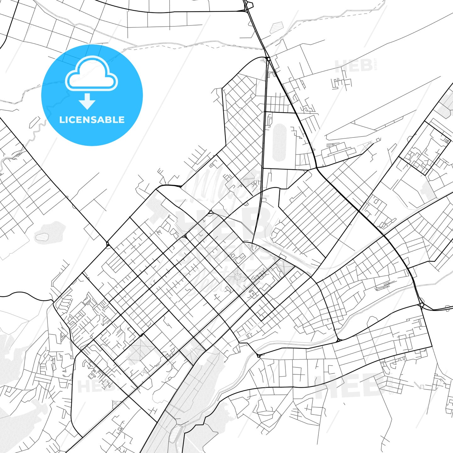 Vector PDF map of Nalchik, Russia