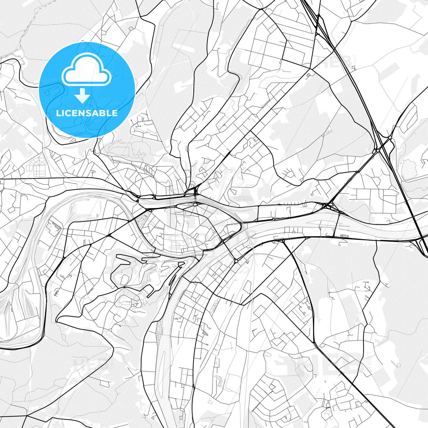 Vector PDF map of Namur, Belgium