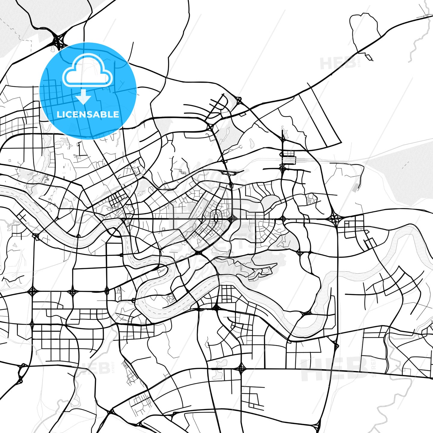 Vector PDF map of Nanning, China