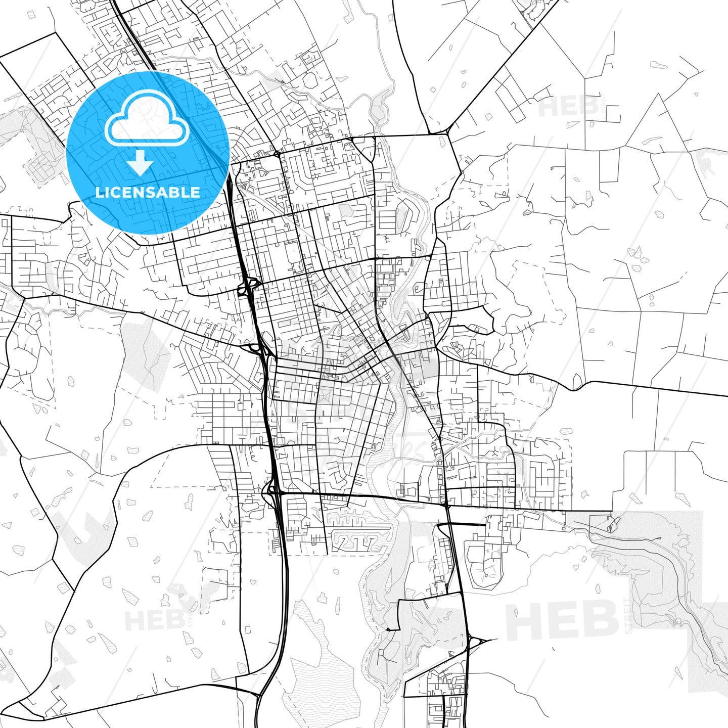 Vector PDF map of Napa, California, United States