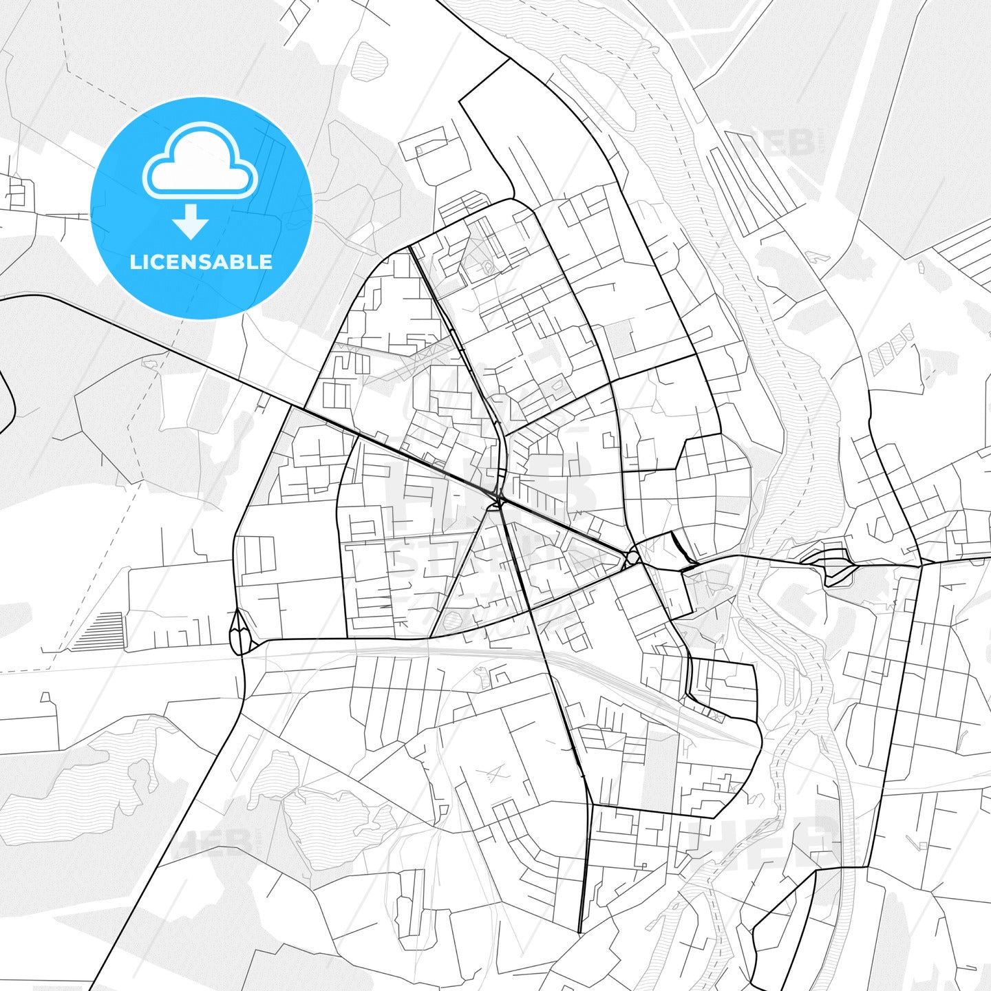 Vector PDF map of Narva, Estonia