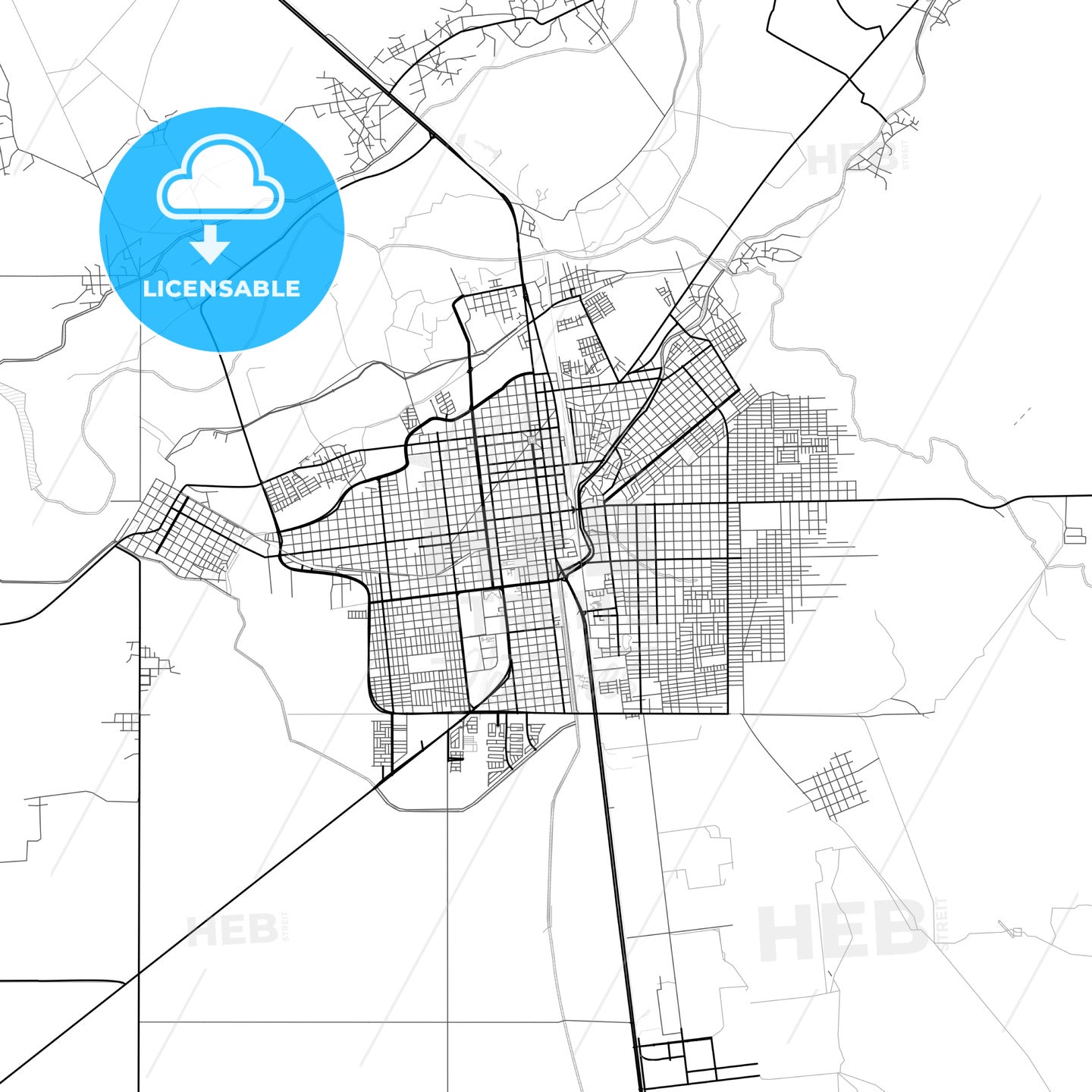 Vector PDF map of Navojoa, Mexico