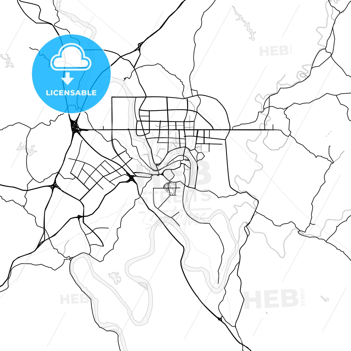 Vector PDF map of Neijiang, China