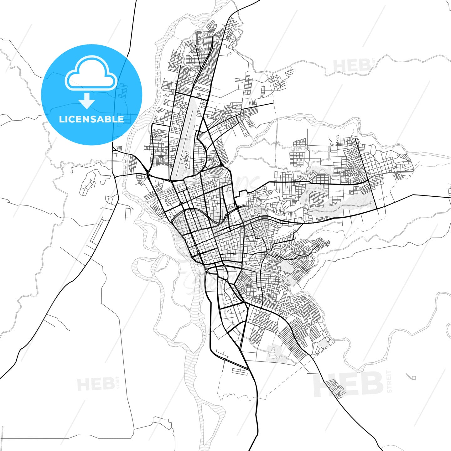 Vector PDF map of Neiva, Colombia