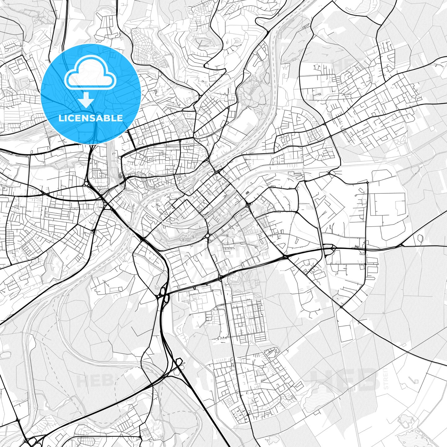 Vector PDF map of Neu-Ulm, Germany