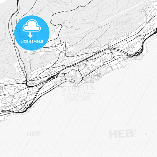 Vector PDF map of Neuchâtel, Switzerland