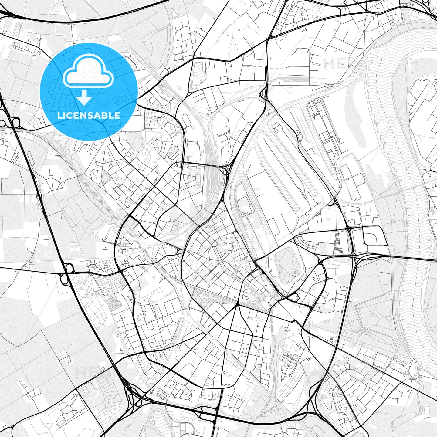 Vector PDF map of Neuss, Germany