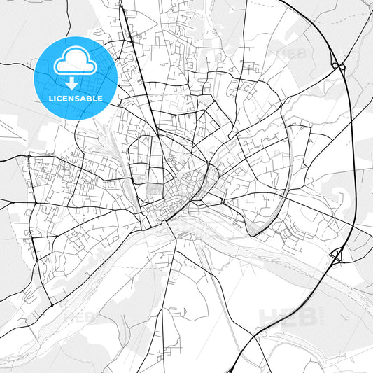 Vector PDF map of Nevers, France