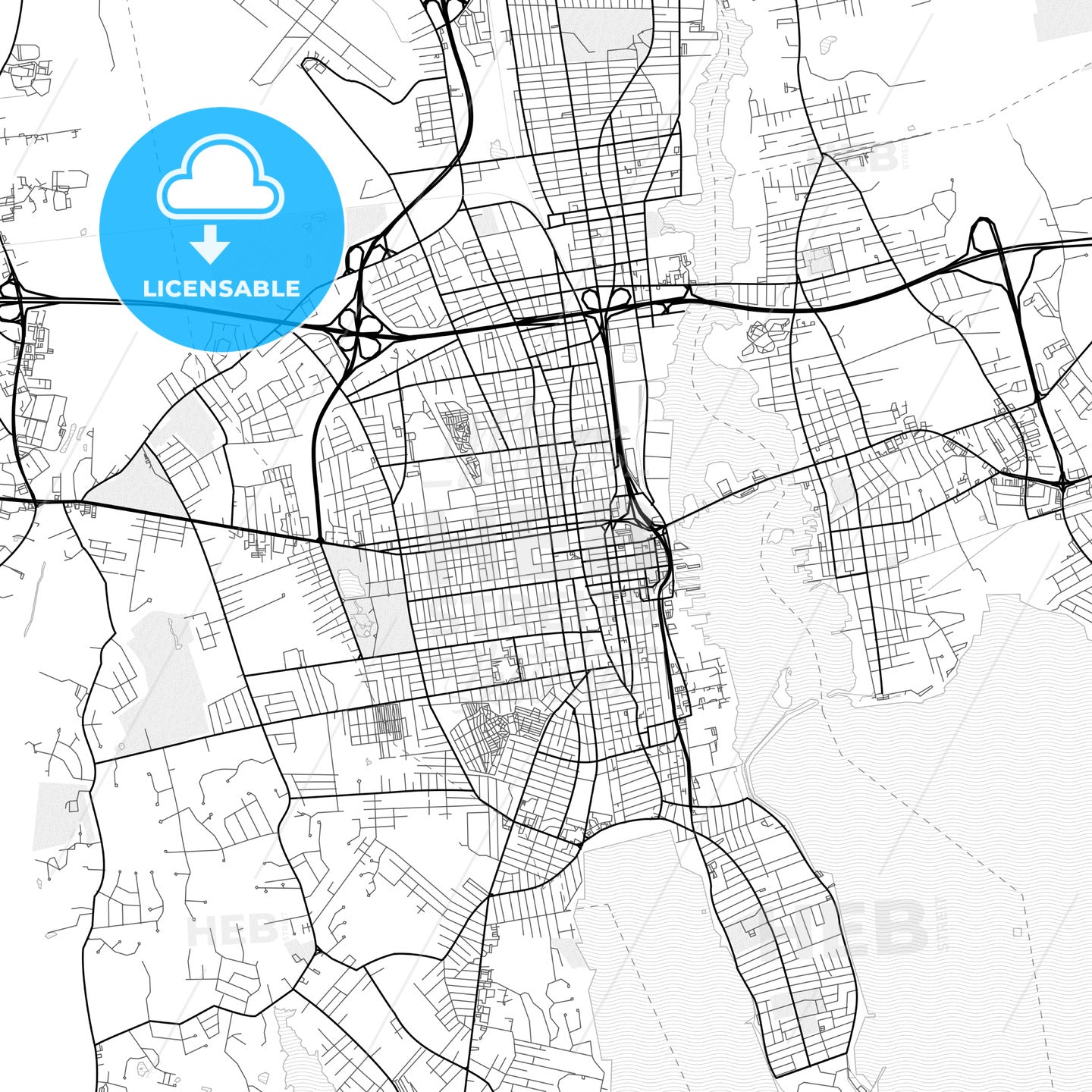 Vector PDF map of New Bedford, Massachusetts, United States