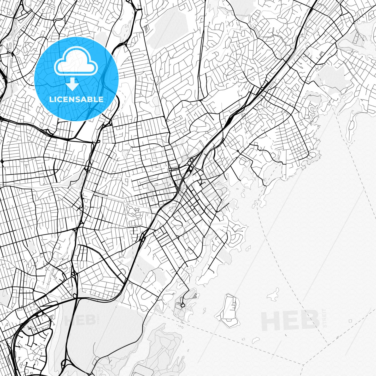 Vector PDF map of New Rochelle, New York, United States