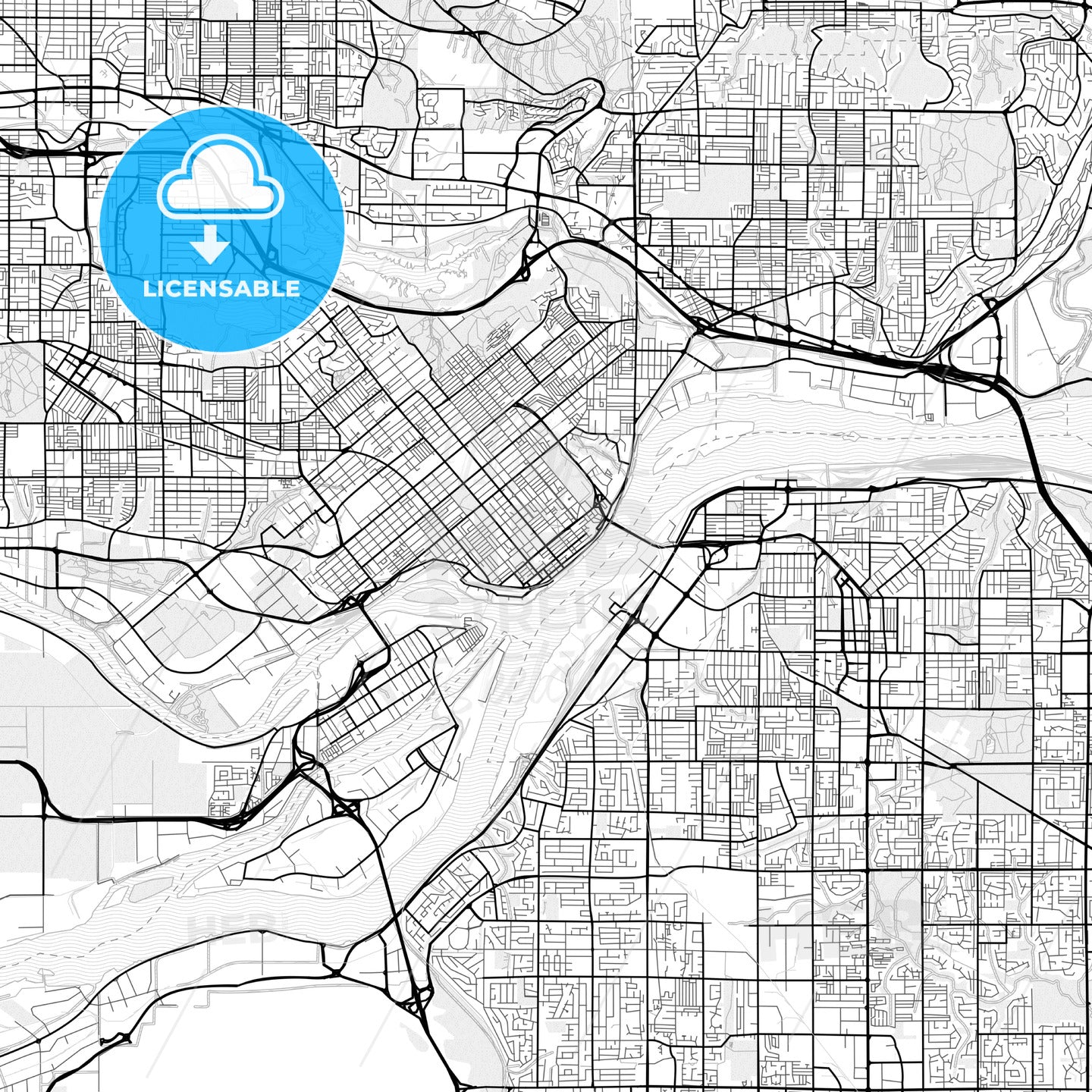 Vector PDF map of New Westminster, Canada