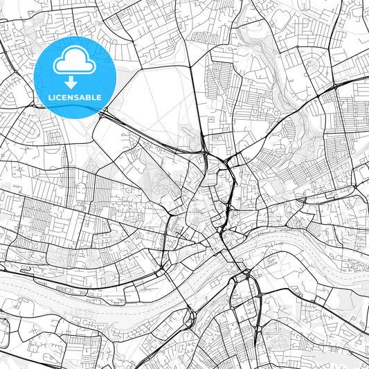Vector PDF map of Newcastle upon Tyne, England