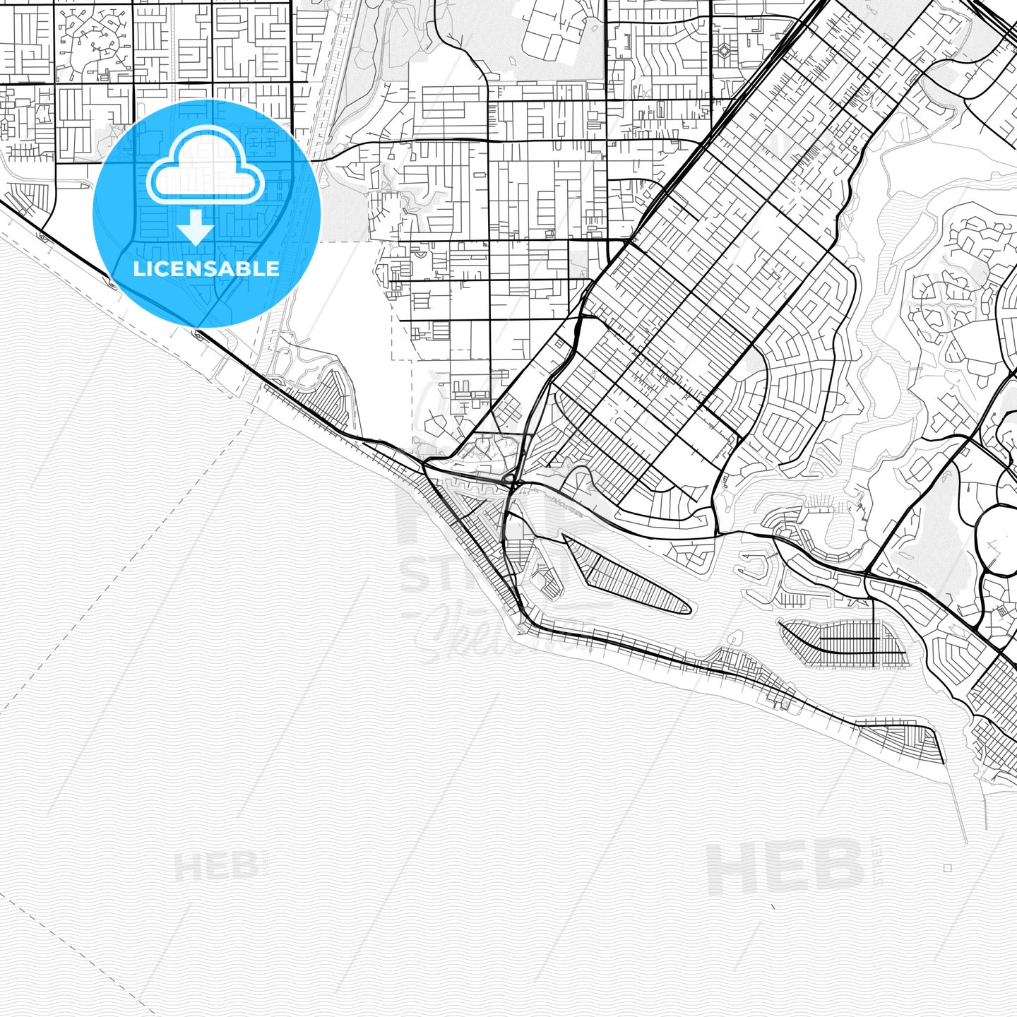 Vector PDF map of Newport Beach, California, United States