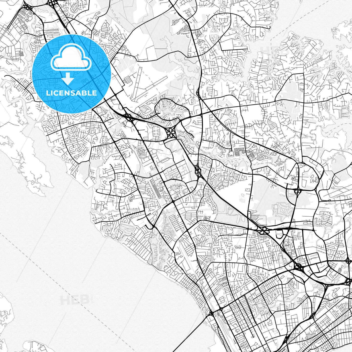 Vector PDF map of Newport News, Virginia, United States - HEBSTREITS