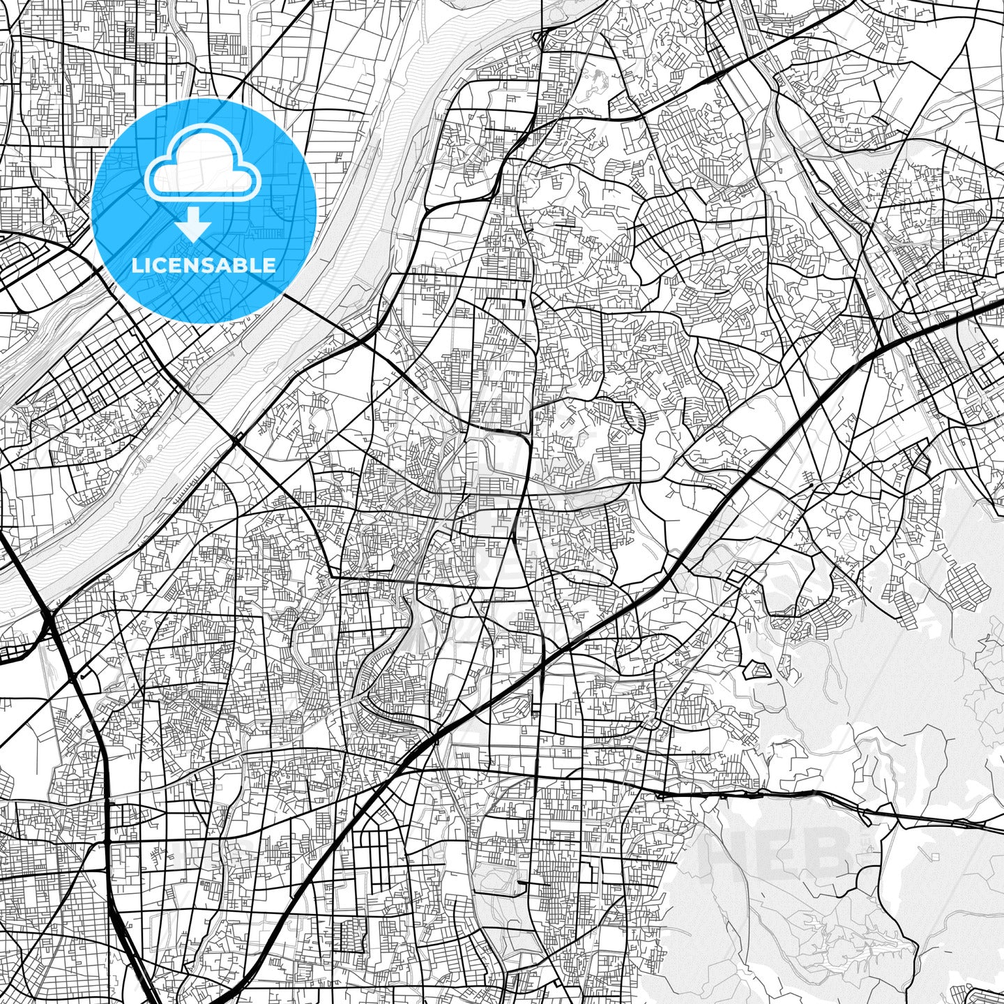 Vector PDF map of Neyagawa, Japan