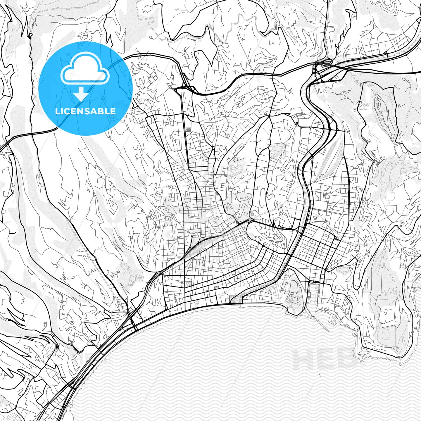 Vector PDF map of Nice, France