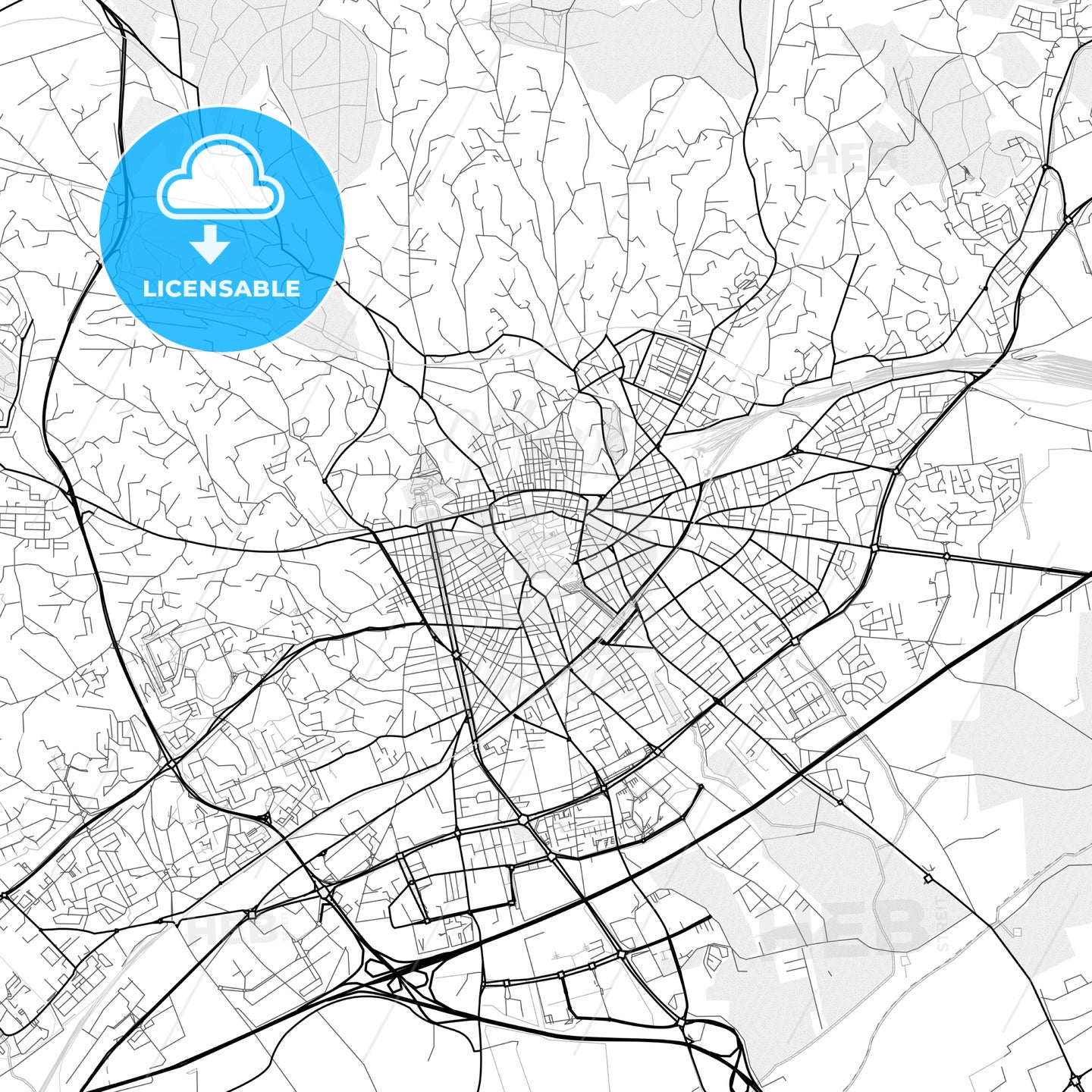 Vector PDF map of Nîmes, France