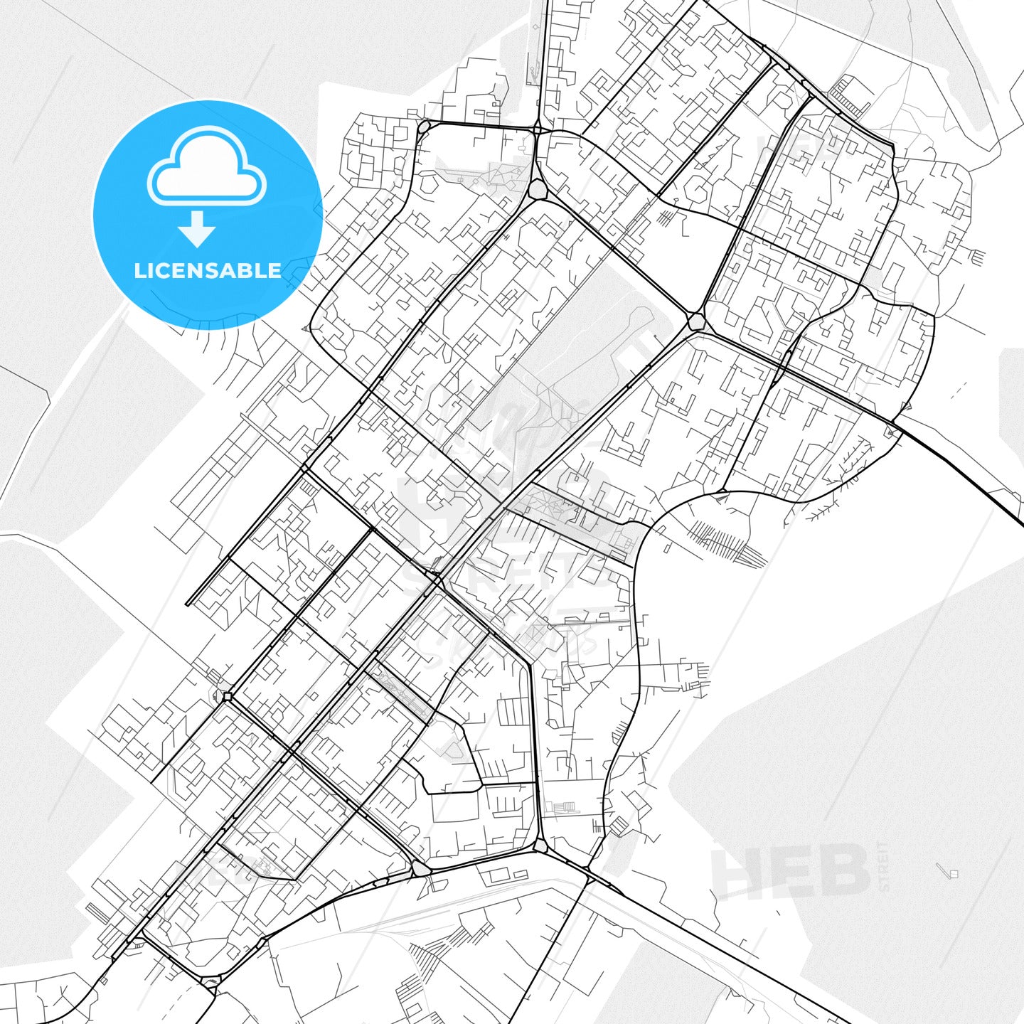 Vector PDF map of Nizhnekamsk, Russia