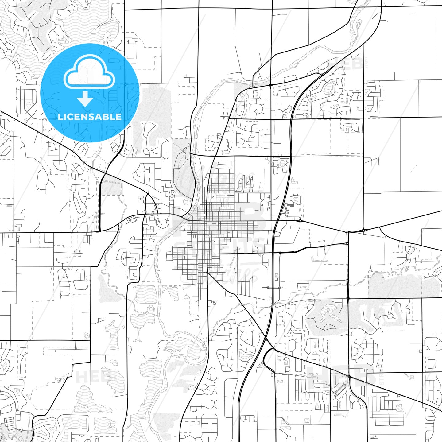 Vector PDF map of Noblesville, Indiana, United States