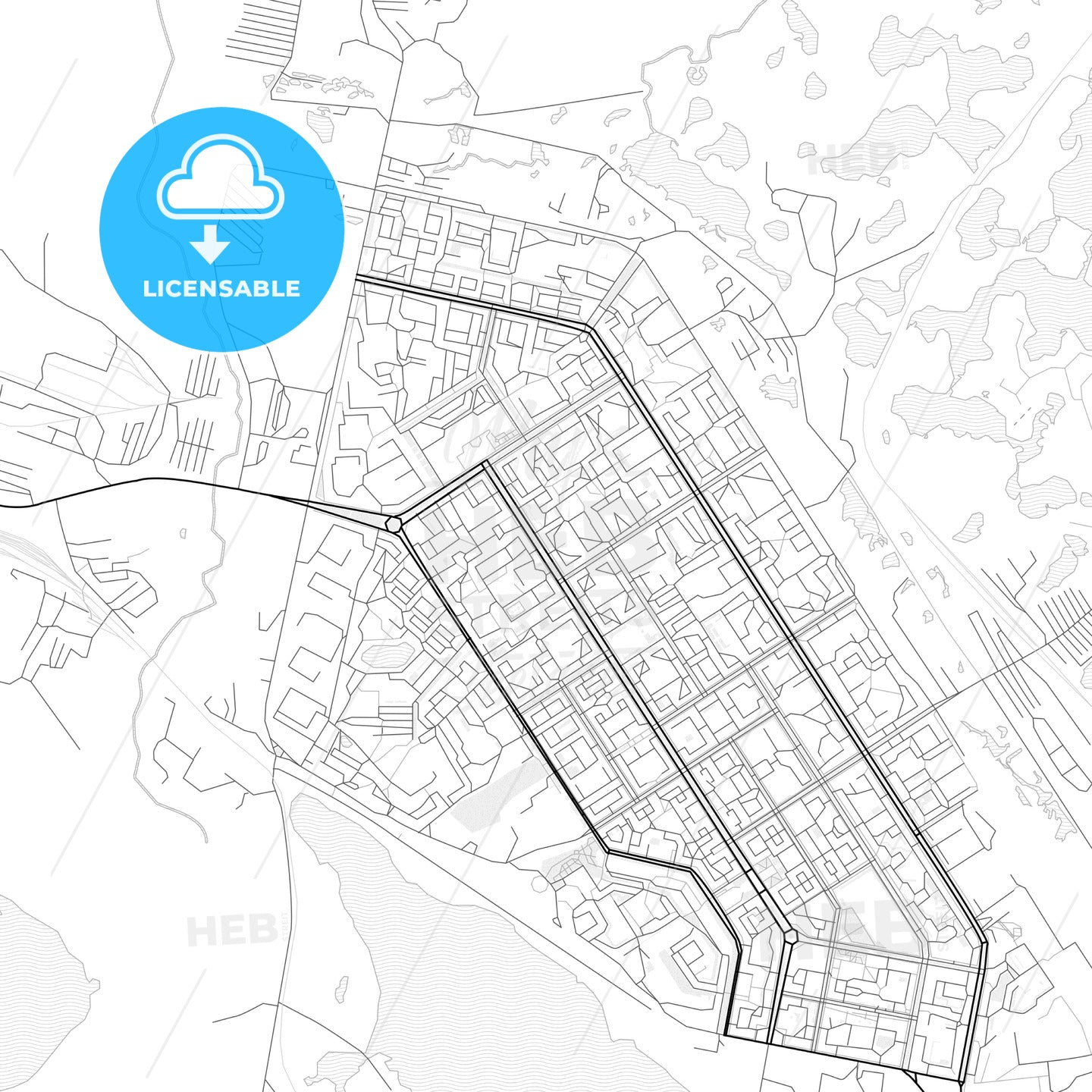 Vector PDF map of Norilsk, Russia