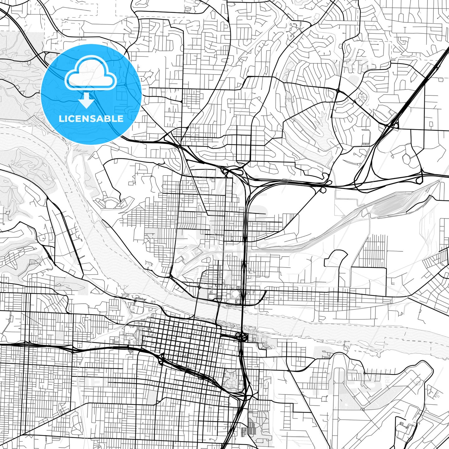 Vector PDF map of North Little Rock, Arkansas, United States