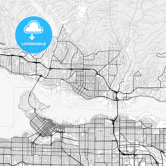 Vector PDF map of North Vancouver, Canada