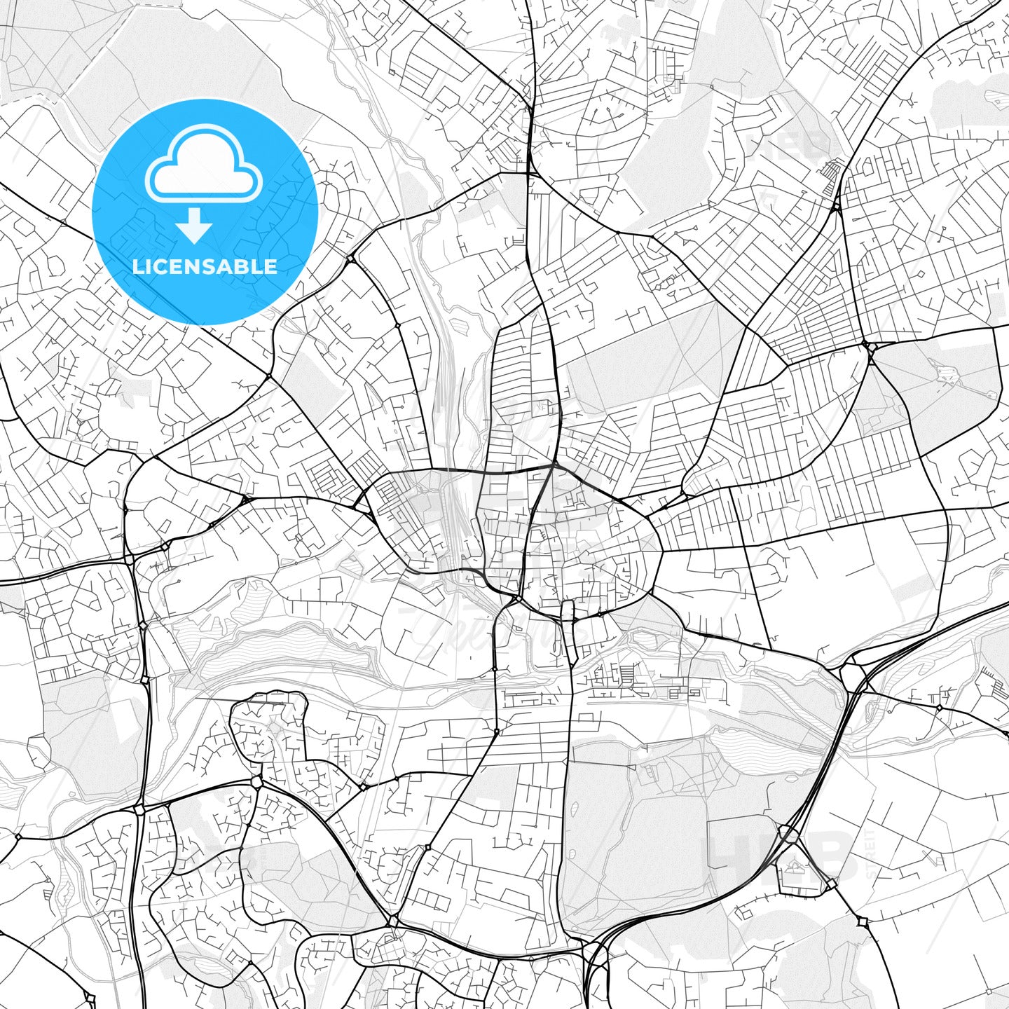 Vector PDF map of Northampton, England