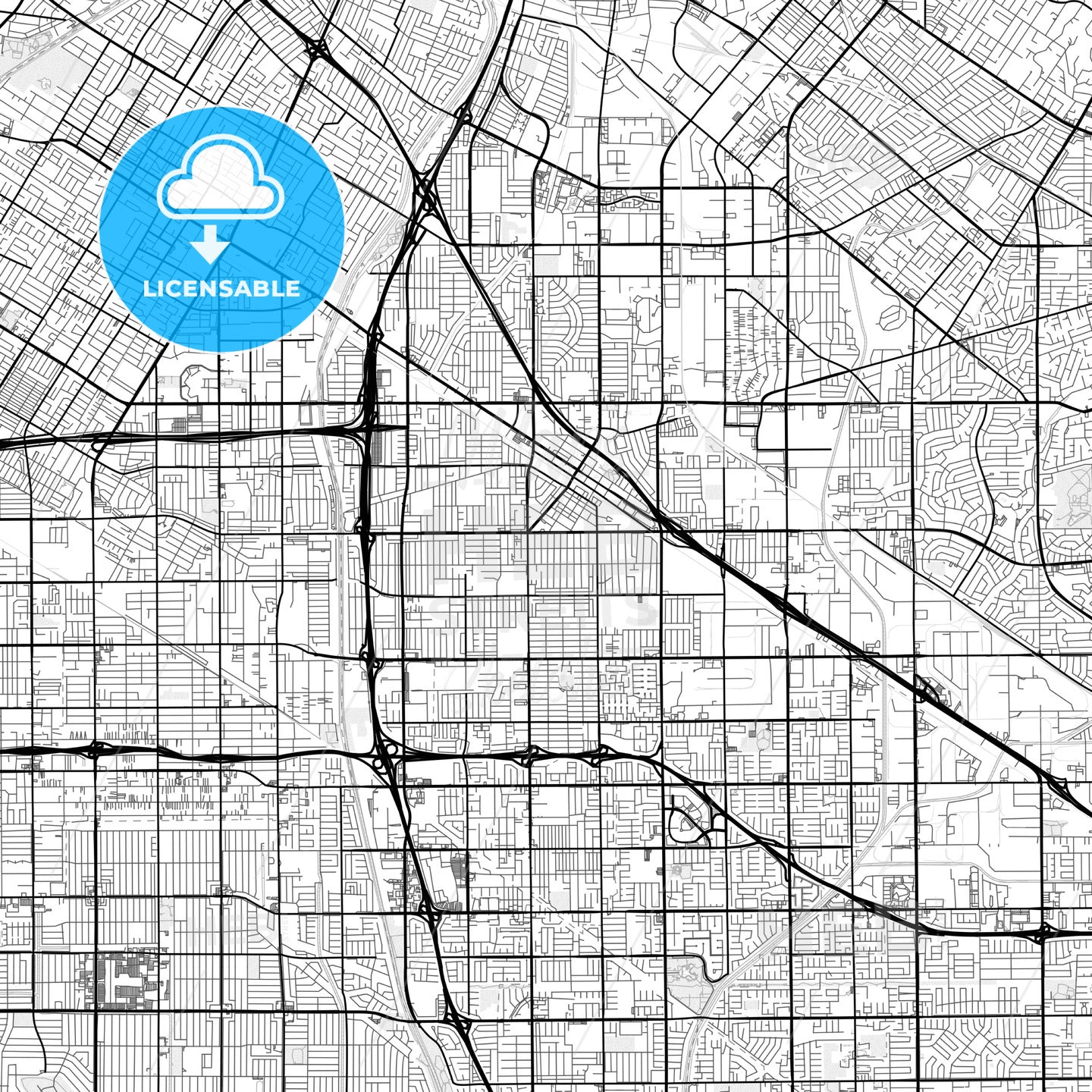 Vector PDF map of Norwalk, California, United States