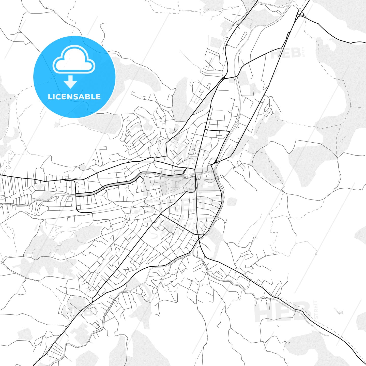 Vector PDF map of Novi Pazar, Serbia